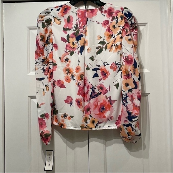 Sam & Jess V neck Shirt floral blouse Long Sleeves Loose Fit Office career PS - Picture 2 of 10